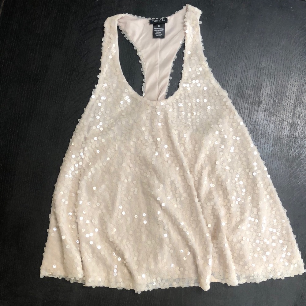White sequin tank